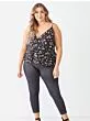 Plus Floral Sleeveless Wrap Neck Flare Hem Top