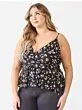 Plus Floral Sleeveless Wrap Neck Flare Hem Top