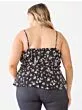 Plus Floral Sleeveless Wrap Neck Flare Hem Top