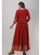Women Printed Viscose Rayon Flared Kurta  (Maroon)
