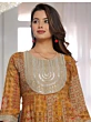 Women Printed Viscose Rayon Anarkali Kurta (Gold, Multicolor)