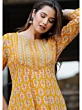 Women Printed Viscose Rayon Anarkali Kurta (Yellow)