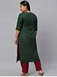 Women Embroidered Pure Cotton Straight Kurta (Green)