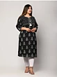 Women Black Pure Cotton Printed Straight Kurta