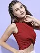 Women Maroon Twisted Crop Top