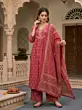 Pink Animal Printed Straight Kurta Set With Dupatta for Women