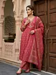 Pink Animal Printed Straight Kurta Set With Dupatta for Women