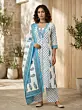 Off White Printed Straight Kurta Set With Dupatta for Women