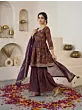 Purple Printed Peplum Kurta Set With Dupatta for Women
