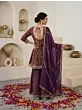 Purple Printed Peplum Kurta Set With Dupatta for Women
