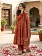 Rust Printed Anarkali Kurta Set With Dupatta for Women