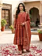Rust Printed Anarkali Kurta Set With Dupatta for Women