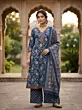 Navy Blue Printed A-Line Kurta Set With Dupatta for Women