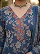 Navy Blue Printed A-Line Kurta Set With Dupatta for Women
