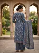 Navy Blue Printed A-Line Kurta Set With Dupatta for Women