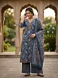 Navy Blue Printed A-Line Kurta Set With Dupatta for Women