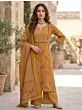 Mustard Printed Straight Kurta Set With Dupatta for Women