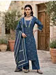 Navy Blue Printed Straight Kurta Set With Dupatta for Women