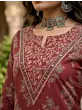 Maroon Printed Straight Kurta Set With Dupatta for Women