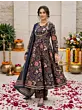 Navy Blue Printed Anarkali Kurta Set With Dupatta for Women