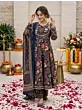 Navy Blue Printed Anarkali Kurta Set With Dupatta for Women