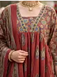 Maroon Printed A-Line Kurta Set With Dupatta for Women