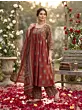 Maroon Printed A-Line Kurta Set With Dupatta for Women