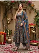 Teal Blue Printed Anarkali Kurta Set With Dupatta for Women