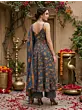 Teal Blue Printed Anarkali Kurta Set With Dupatta for Women