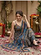 Teal Blue Printed Anarkali Kurta Set With Dupatta for Women