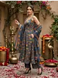 Teal Blue Printed Anarkali Kurta Set With Dupatta for Women