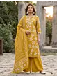 Yellow Printed Straight Kurta Set With Dupatta for Women