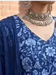 Blue Printed Straight Kurta Set With Dupatta for Women