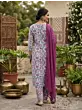 Off White Printed Straight Kurta Set With Dupatta for Women