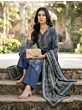 Blue Printed Straight Kurta Set With Dupatta for Women
