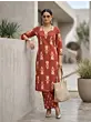 Rust Printed Kurta Set for Women