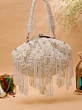 Wedding White Pearl Embedded Bridal Clutch For Party
