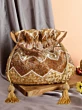 Gold and Coffee Handwork Embellished Luxury Potli Bag for Bride