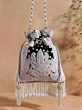 Black Thread Embroidered Heavy Potli Bag