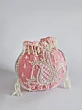 Pink Hand Embroidery Round Potli Bag