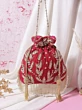 Red Velvet Handwork Luxury Wedding Potli bag