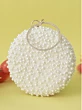 Pearl Embedded White Round Luxury Clutch