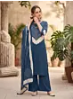 Blue Printed Straight Kurta Set With Dupatta for Women