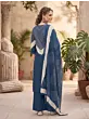 Blue Printed Straight Kurta Set With Dupatta for Women