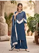 Blue Printed Straight Kurta Set With Dupatta for Women