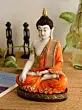 Polyresin Orange & White Meditating Lord Buddha Idol