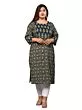 Women Pure Cotton Plus Size Straight Kurta with Floral Print (Blue)