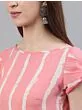 Pink & White Striped Printed Kurta Set