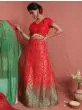 Red & Green Bandhani Woven Design Lehenga Choli With Tie & Dye Dupatta