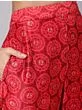 Red & Mustard Chanderi Digital Printed Kurta With Pant Set